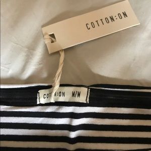 Black and white striped tube top